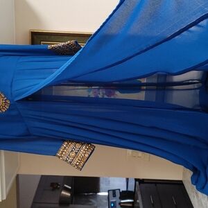 VTG Dramatic Chiffon with Gold Lamé Open Front Dress Size 2-6